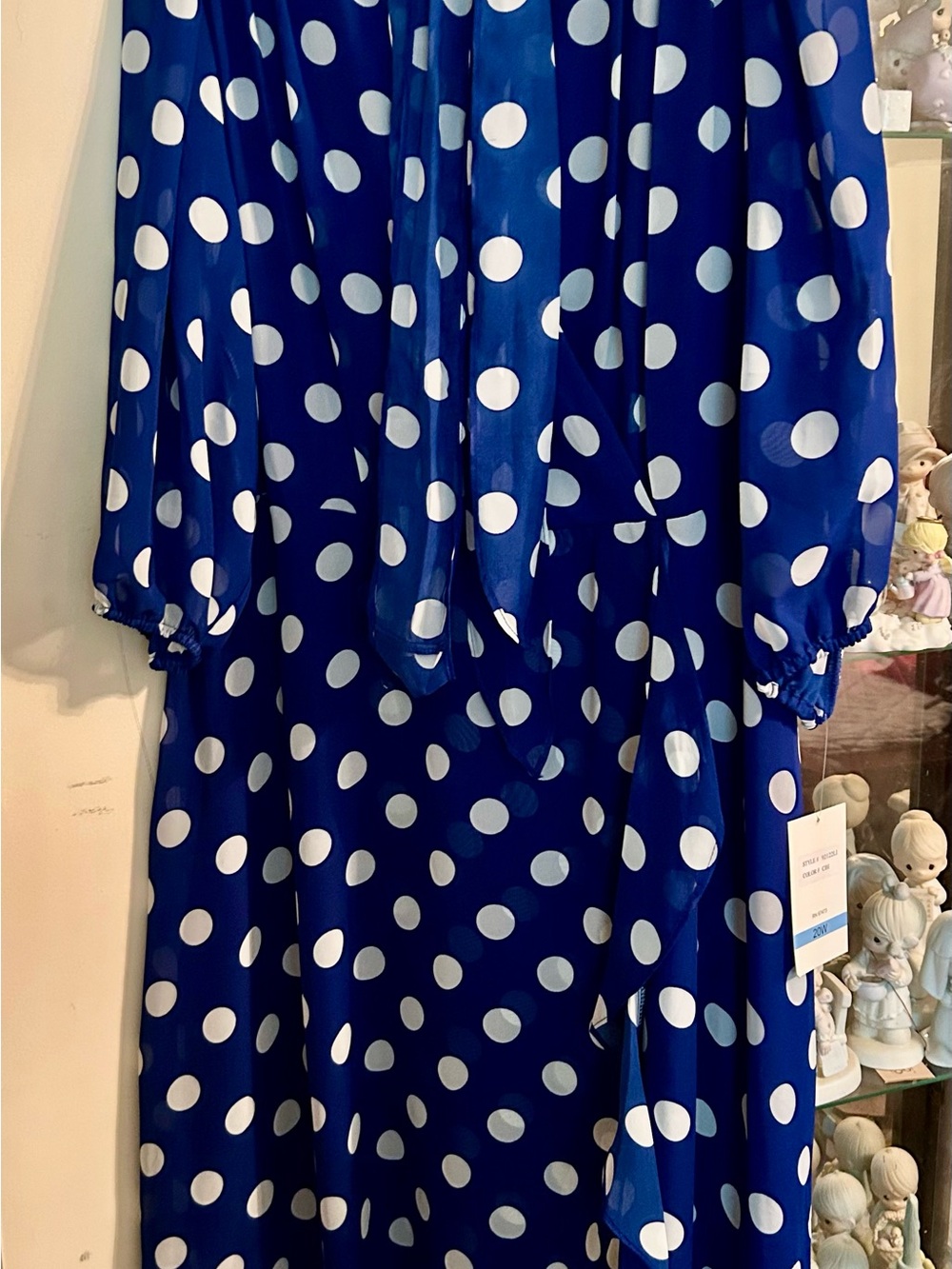 Julian Taylor Blue and White Polka Dot Maxi Dress